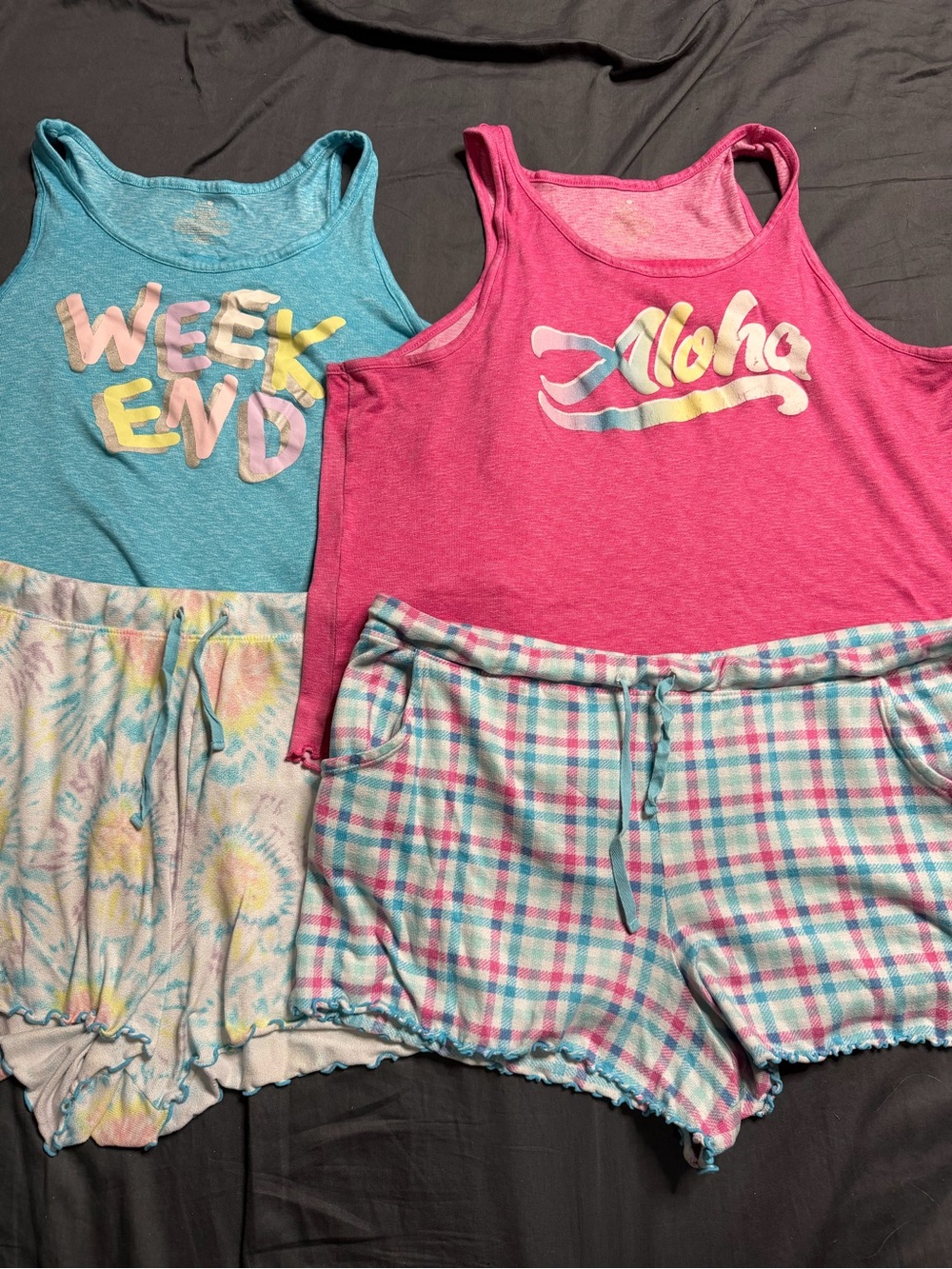 Secret Treasures Tank & Short Pajama Sets - Teal and Pink
